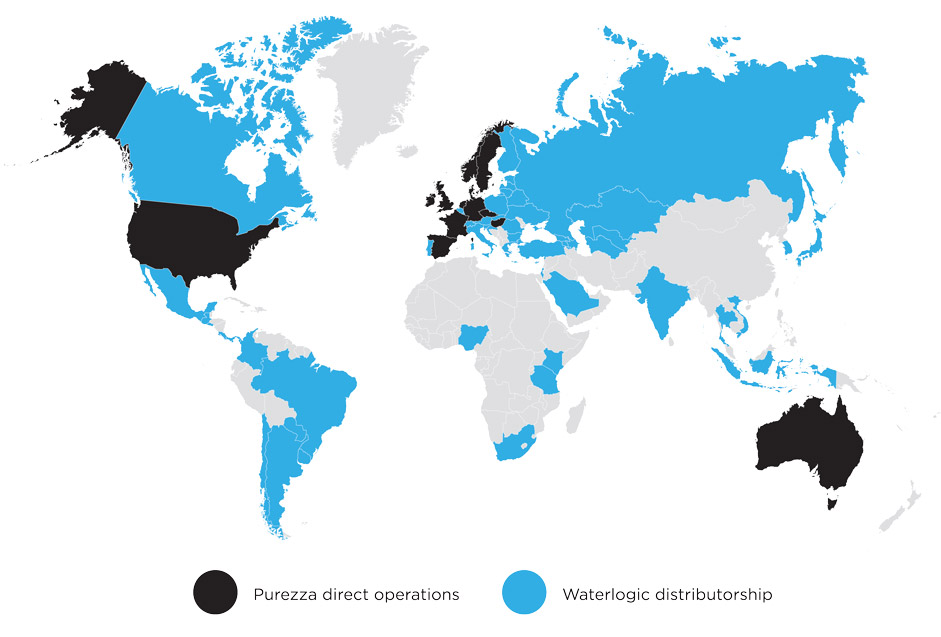 mapa světa distribuce modelu distribuce purezza